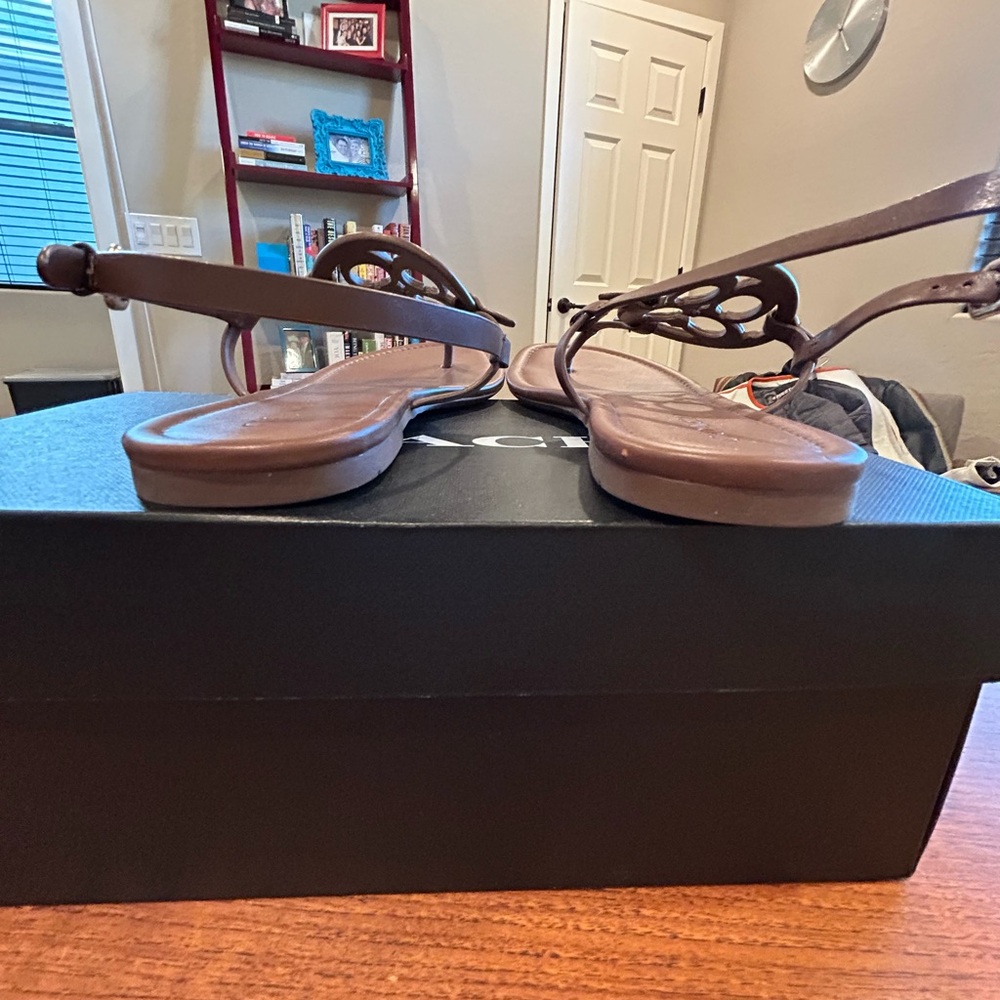 Coach Jaci Leather Sandal, Saddle, Size 8.5 - Picture 7 of 14